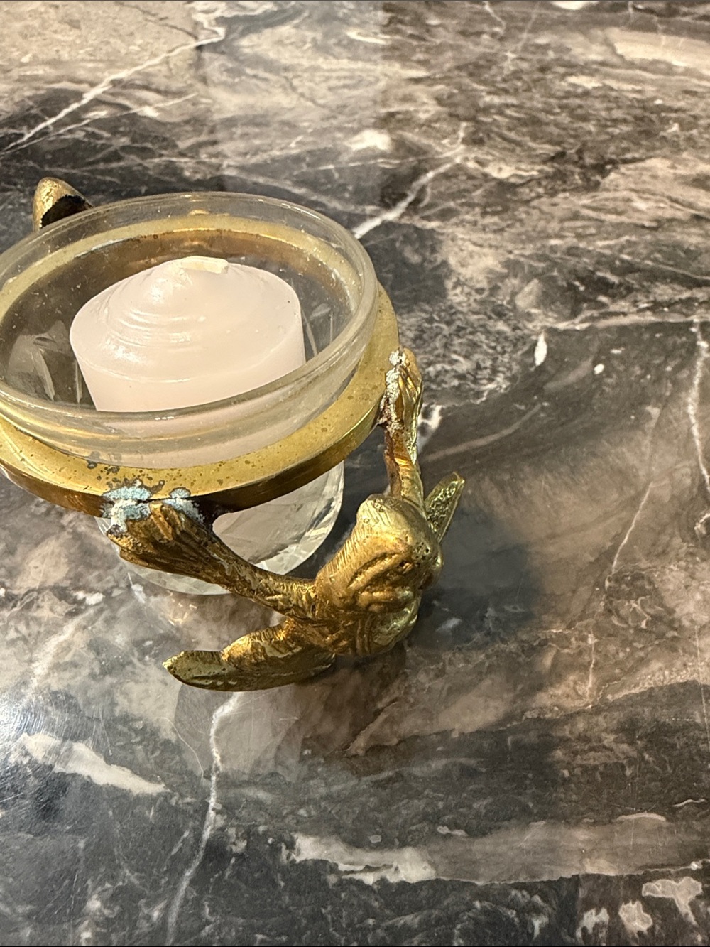 Gold Glass Pyramid Terrarium with Gold Home Accentsl - Picture 9 of 16